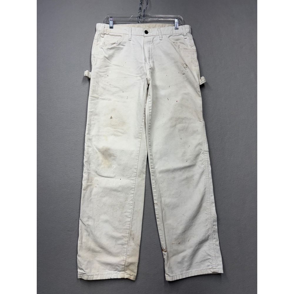 Dickies Painter Pants Mens 32x32 White Carpenter Utility Distressed Stained EW71